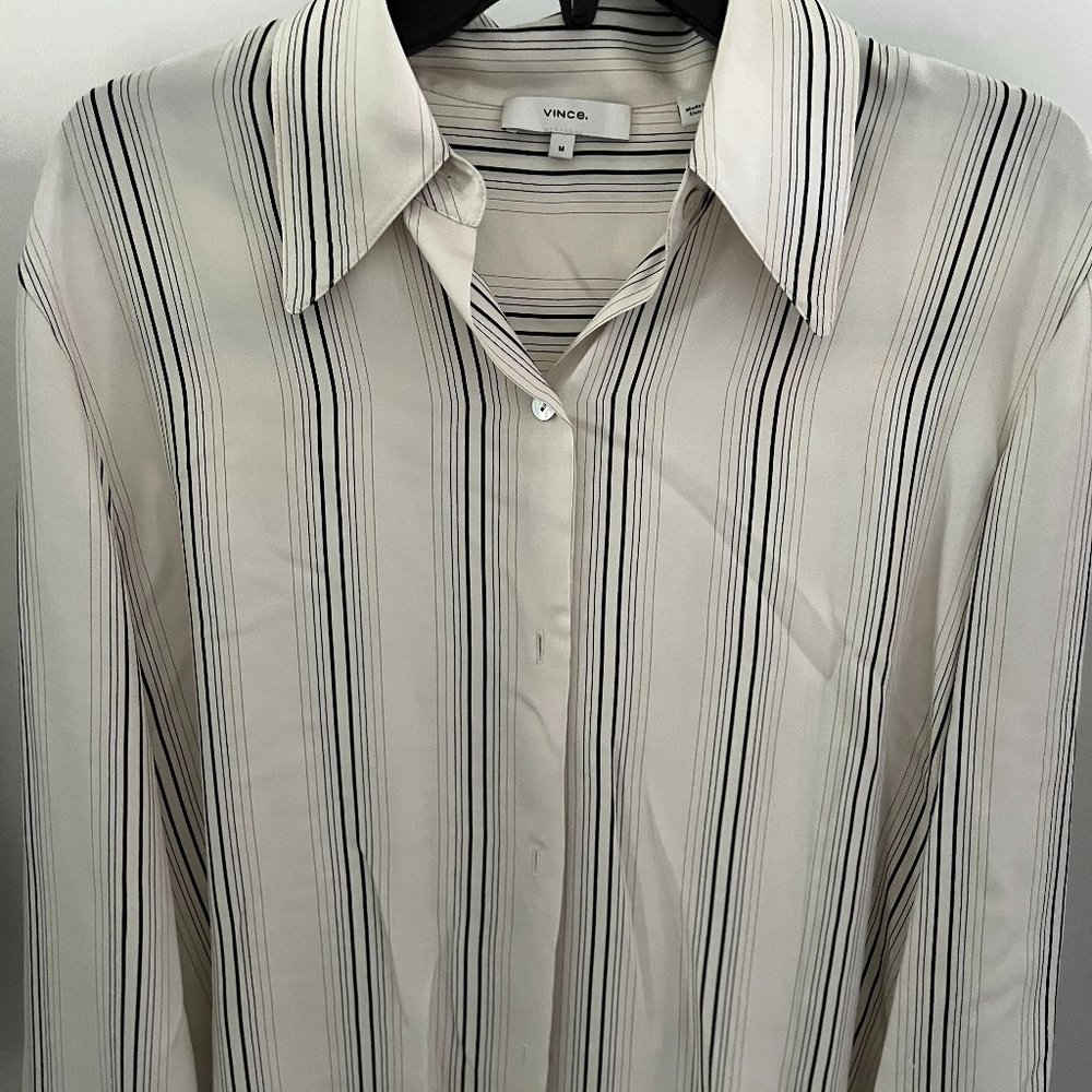 Vince Silk Blend Multi-Stripe Blouse